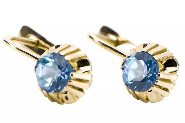 Des boucles d'oreilles Bijoux vintage Aigue-marine Or jaune 14 carats vec027y